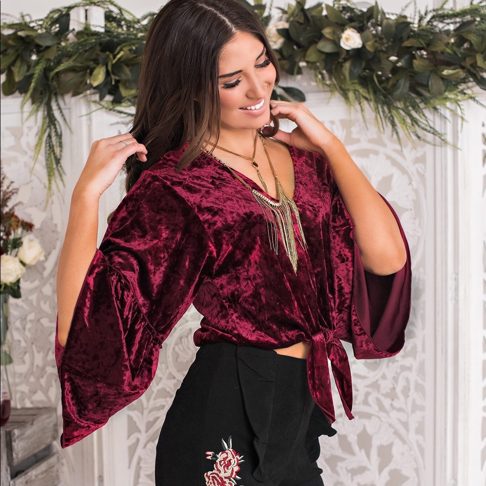 Dark red velvet blouse. Hummingbird from Nanmacs